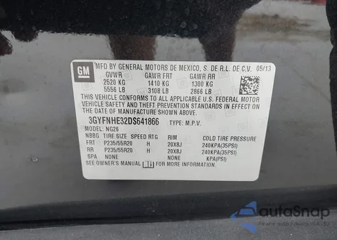 2013 Cadillac Srx Performance Collection z USA, uszkodzony, nr VIN 3GYFNHE32DS641866